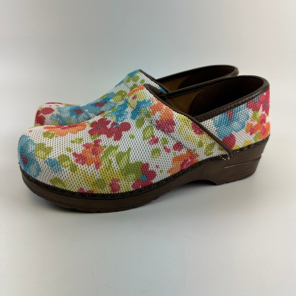 Sanita Floral Clog Slip On Mesh Vegan White Pink Blue Green Yellow Women 40 US 9 - Picture 2 of 11